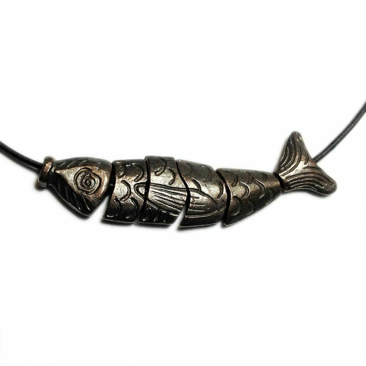 Worry Fish Pendant Greek Bronze-plate #269 (1) 6-piece Fish Antiqued Bronze Bead