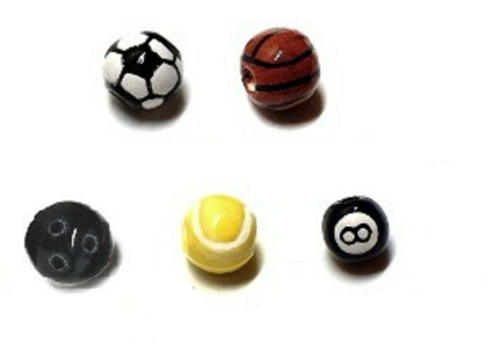 Crystalline Peruvian Ceramic Beads Choice Of Sport Balls 25pc