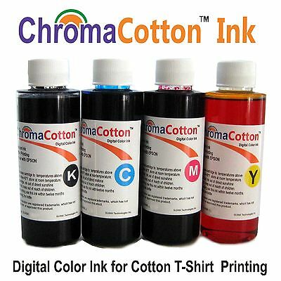 4 Color Bottles Chromacotton Ink Refill Inkjet Printer For T-shirt Cotton 240ml